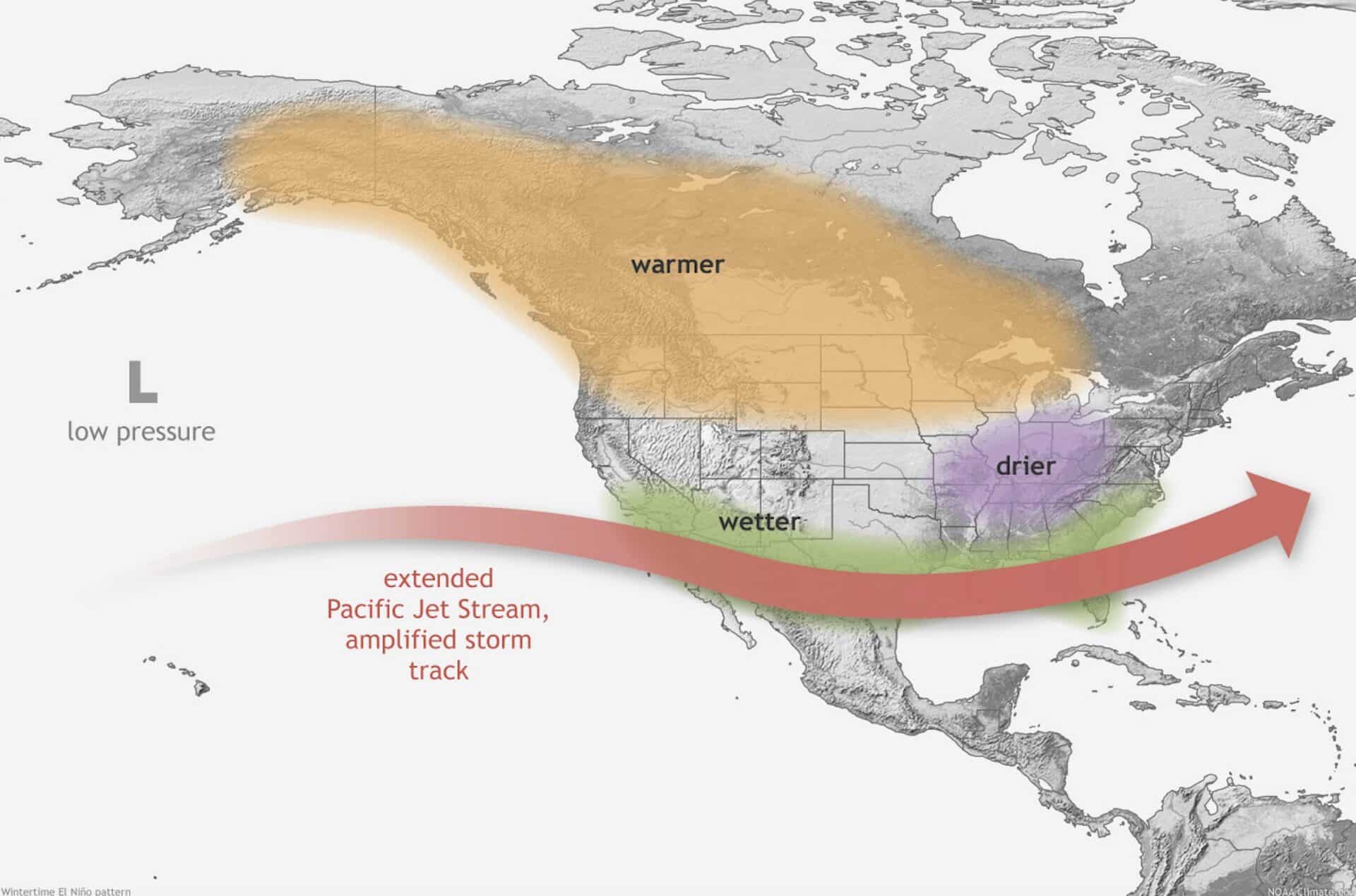 Typical impacts of El Niño in North America.