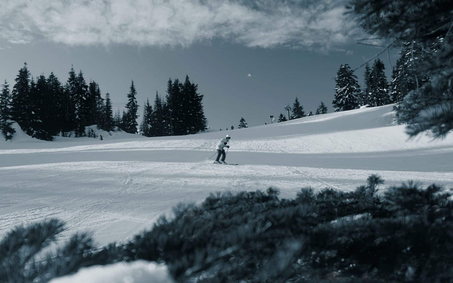 Skiing Grouse Mountain in British Columbia.