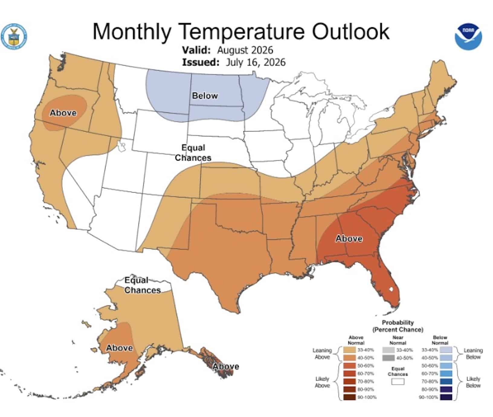 NOAA CPC Monthly Temperature Outlook