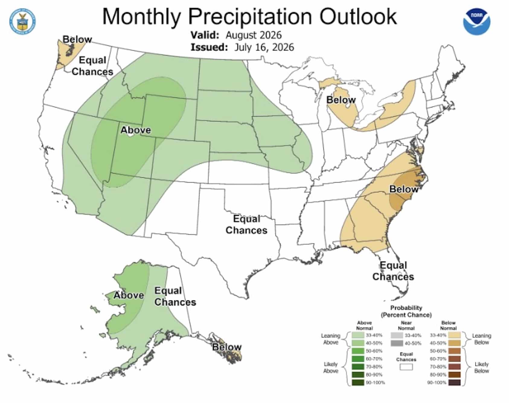 NOAA CPC Monthly Precipitation Outlook.