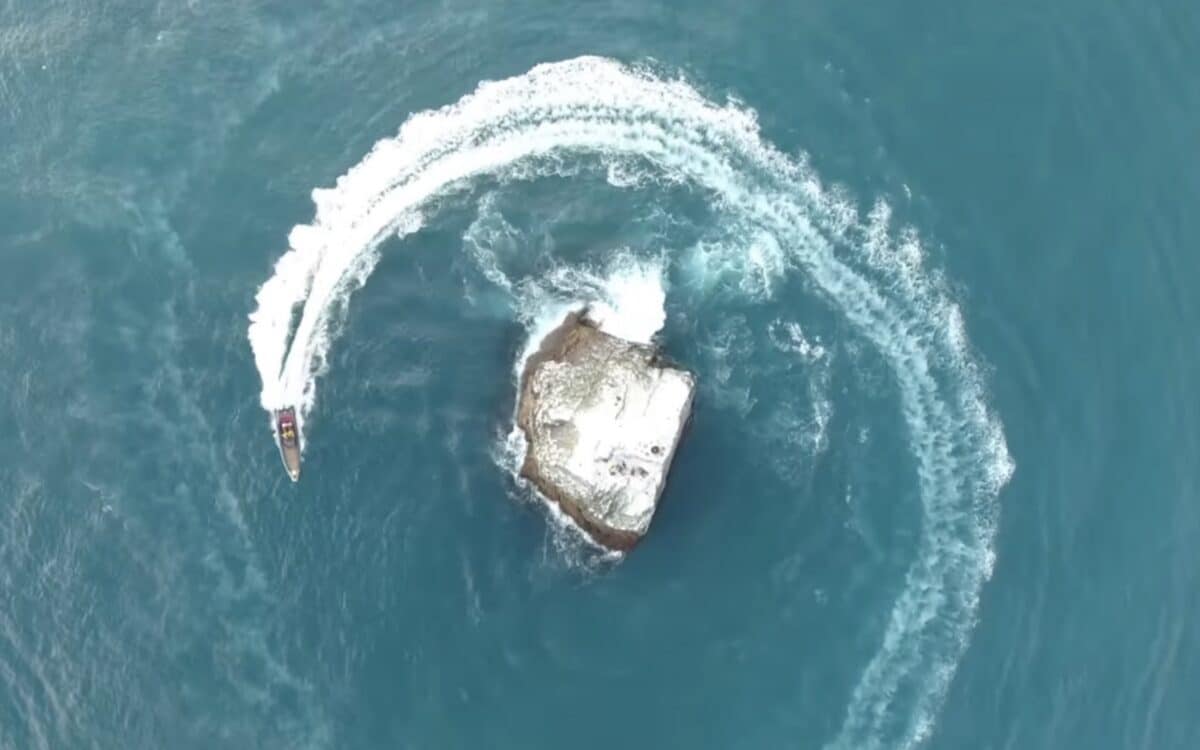 Rockfall island in the North Atlantic.