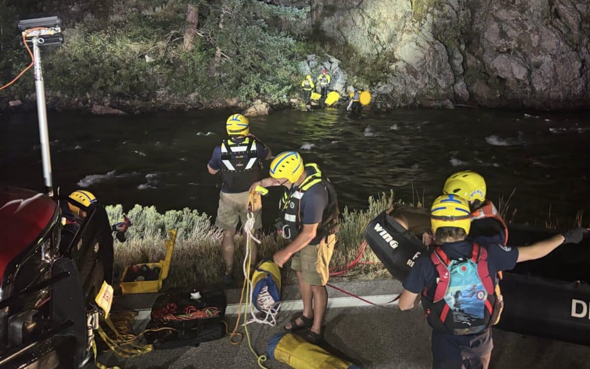 Rising river rescue in Colorado.