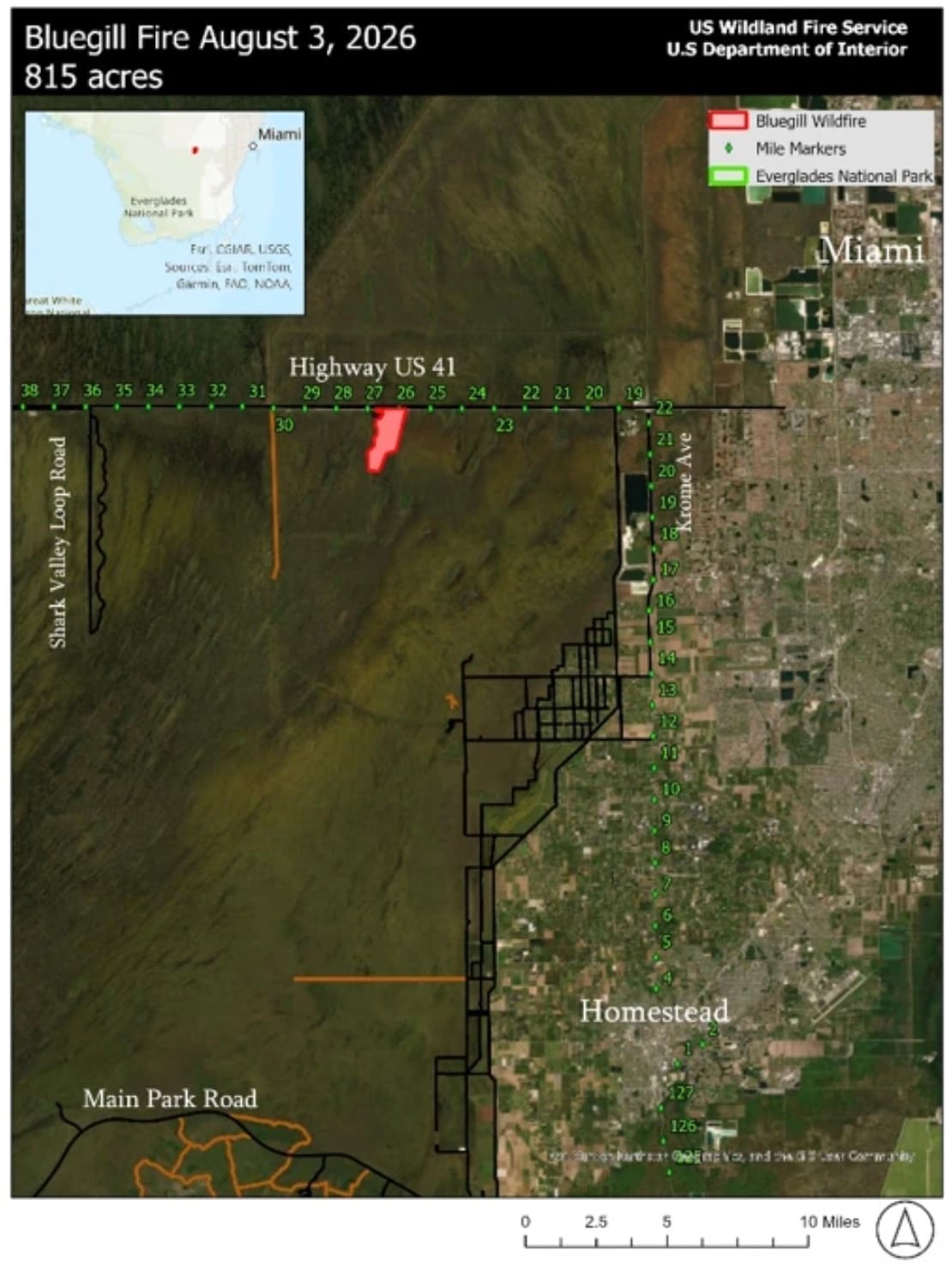 Blue Gill Fire in Everglades National Park.