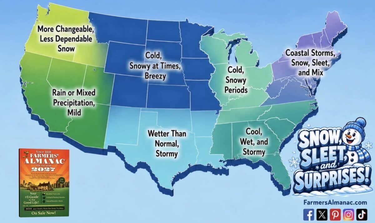 Farmers' Almanac 2026-2027 Winter Foreacst.