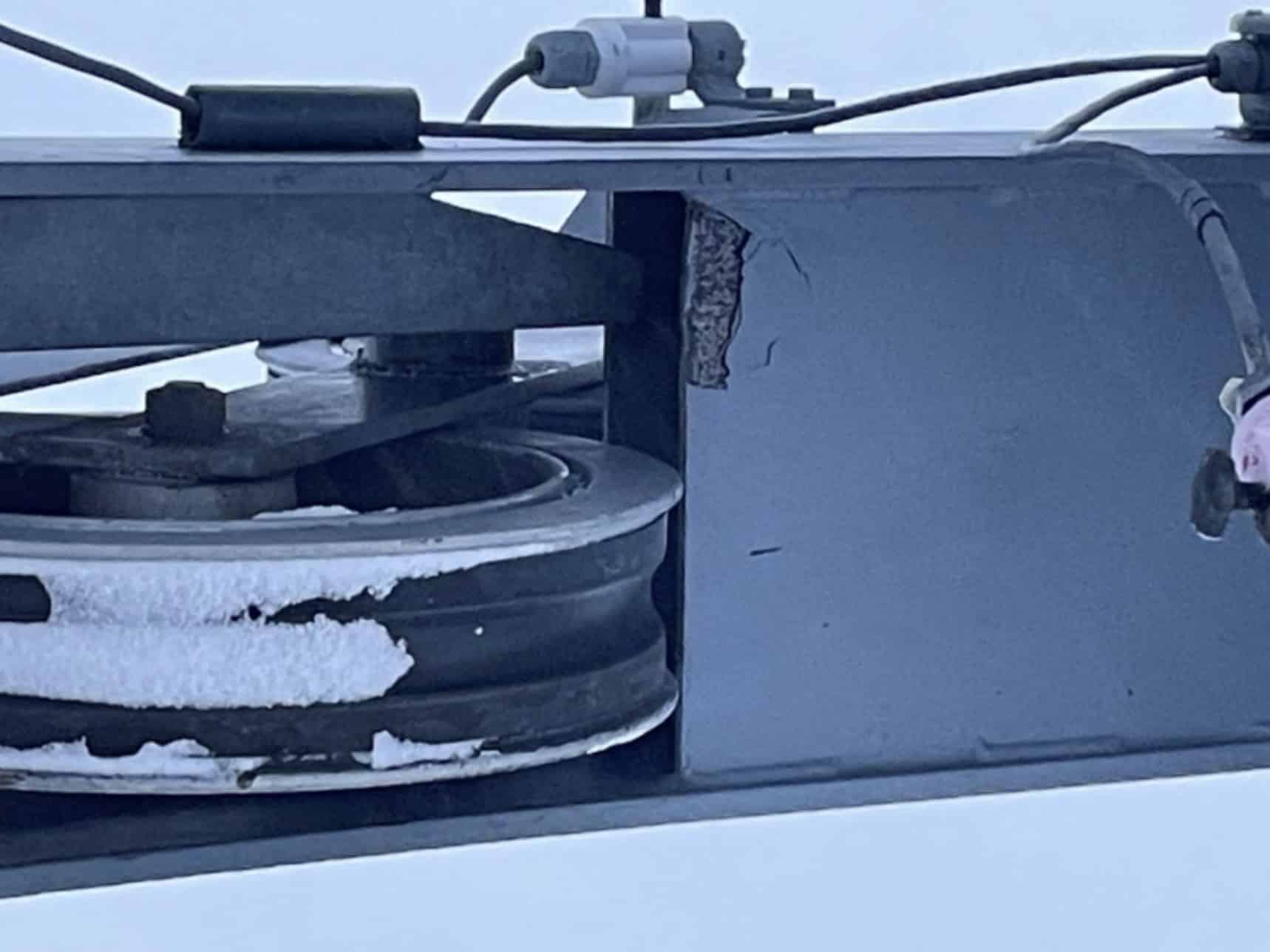 Damage to A-Frame structure from 4N frame.