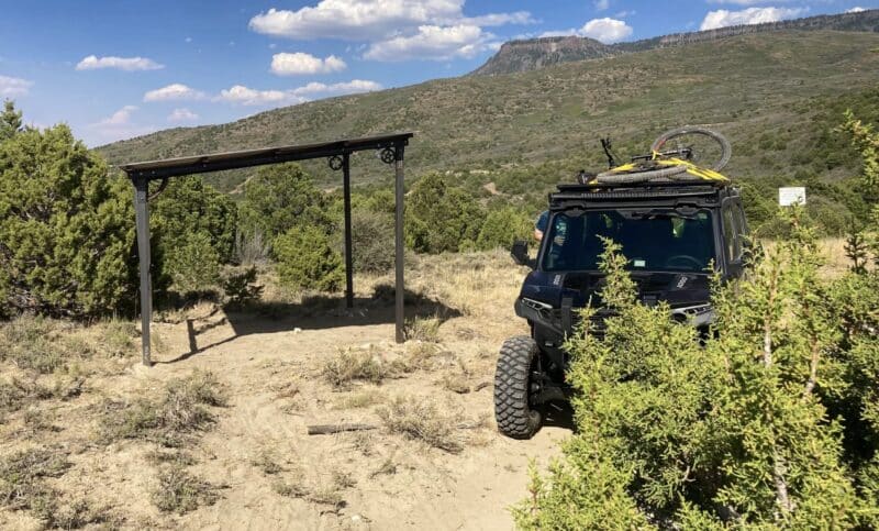 The memorial structure that saved a mountain biker in Colorado.