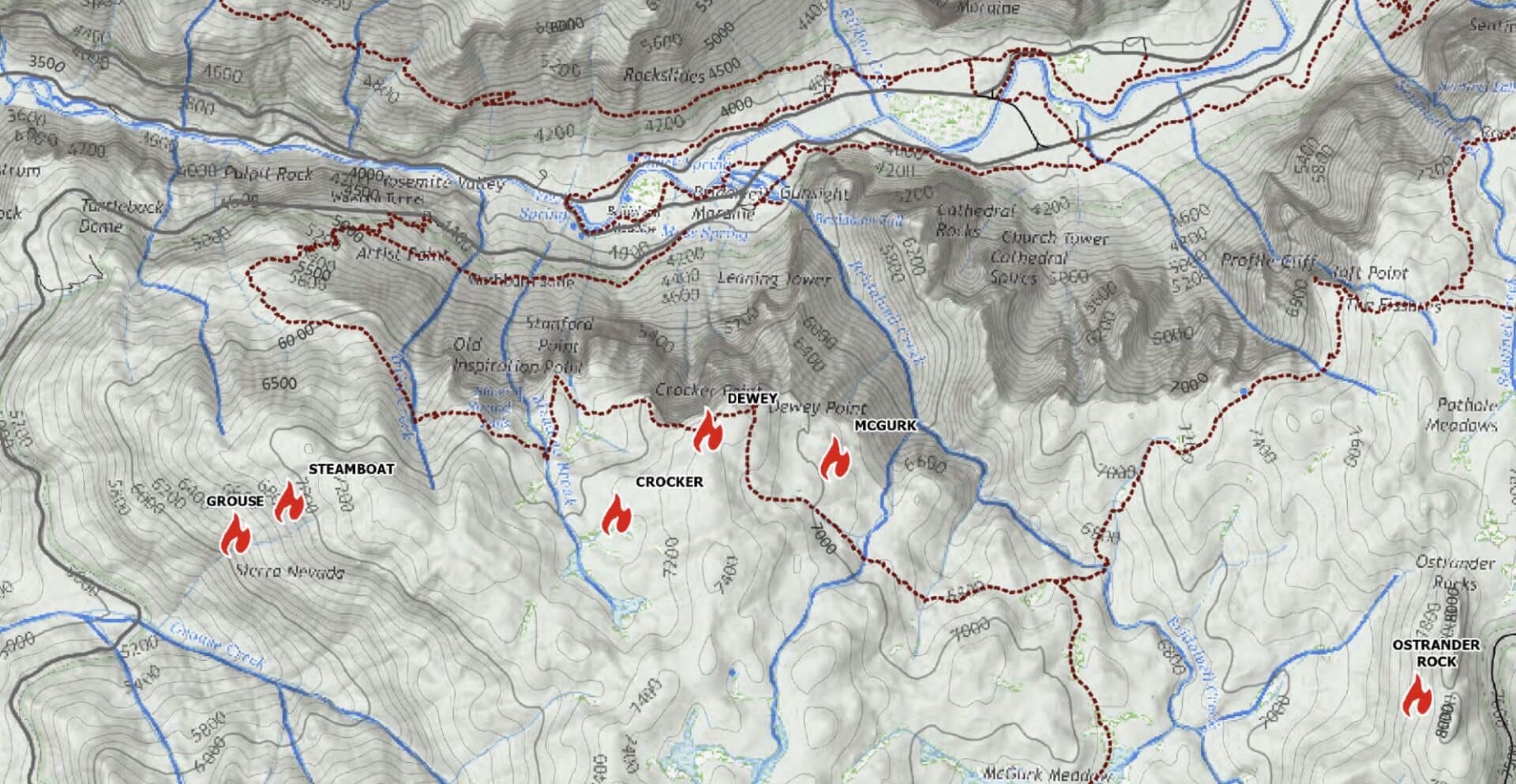 Wildfires in the Glacier Point Road Area.