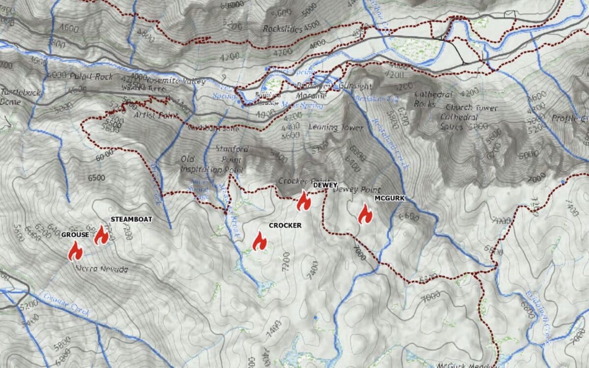 Wildfires in Yosemite National Park.