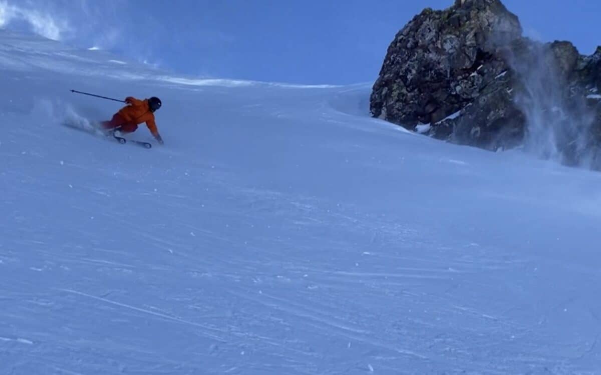 Powder skiing.