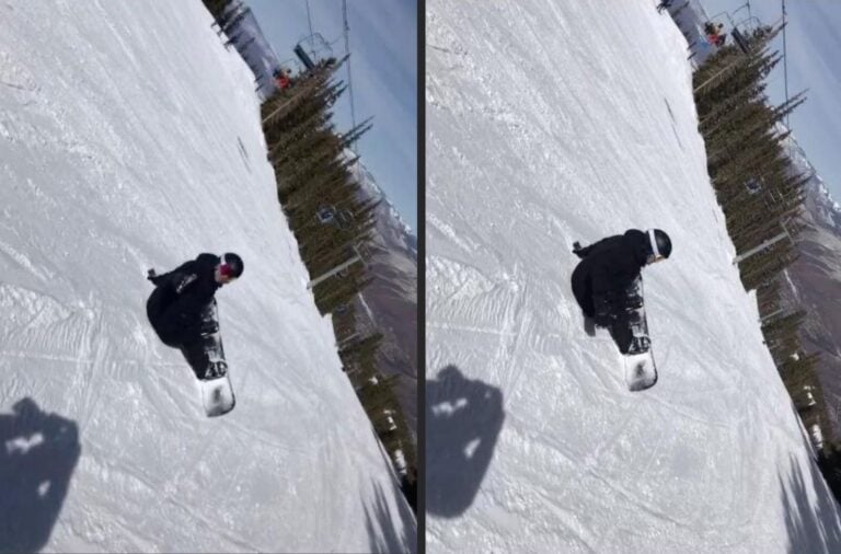 Two lawsuit exhibits, taken by a bystander on the mountain. Credit: Pitkin County Court District