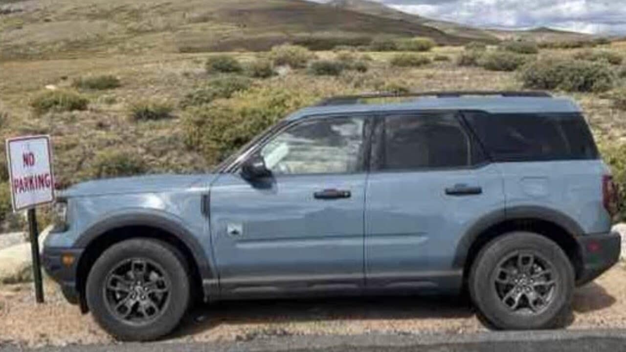 Car parked illegally on Guanella Pass in Colorado.