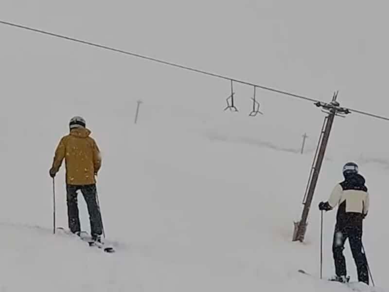 Abandoned ski lift at a Chilean ski resort.