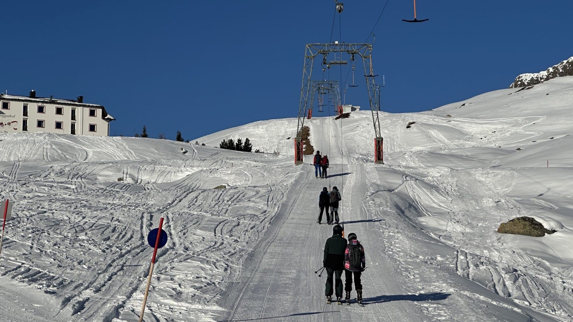 Skiing.