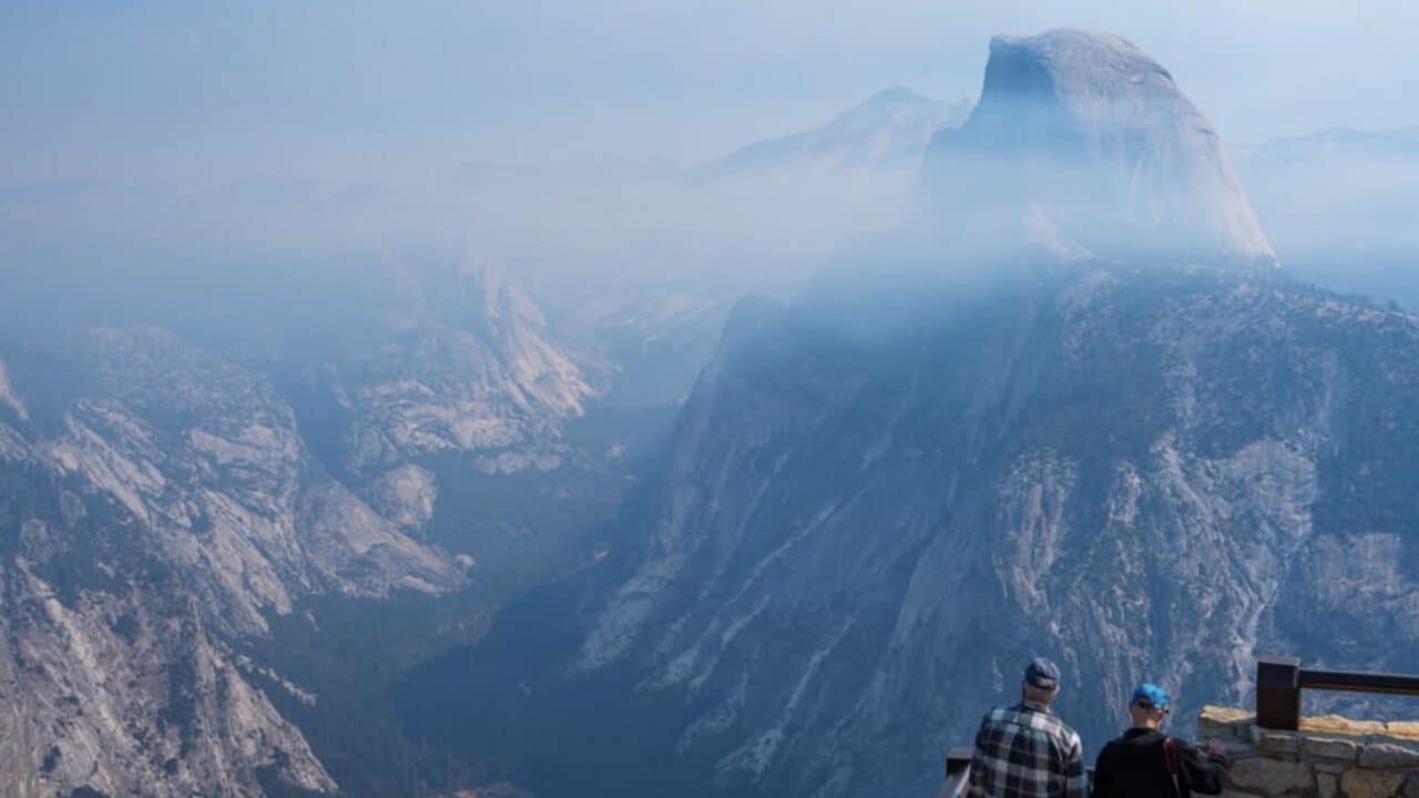 Wildfire smoke over Yosemite National Park.