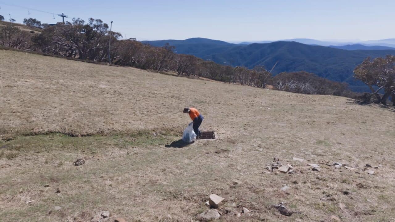Trash collection at Australia's Mt Buller.