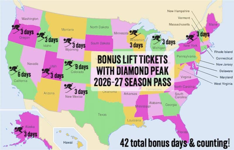 Diamond Peak partner ski resort map