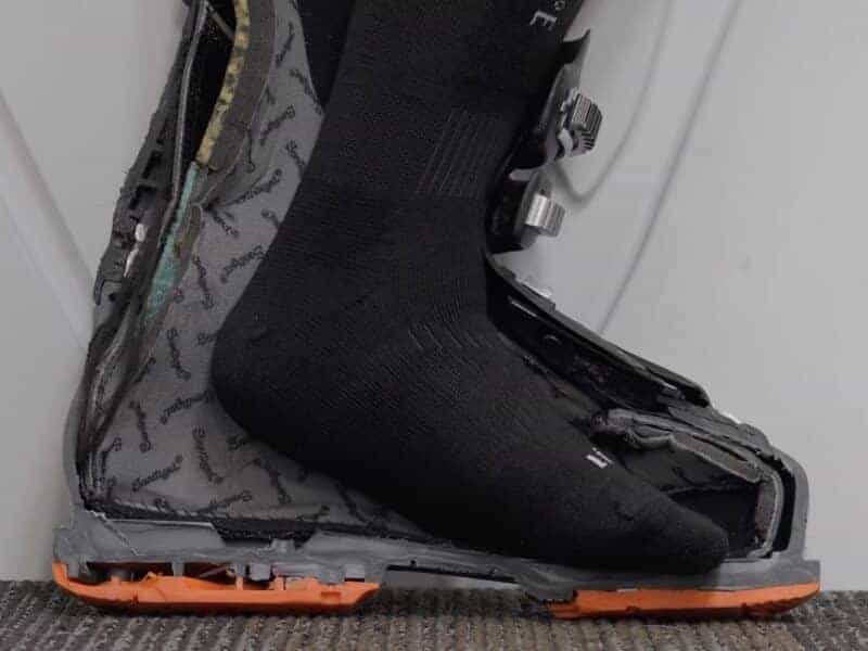 Heel lift in ski boots.