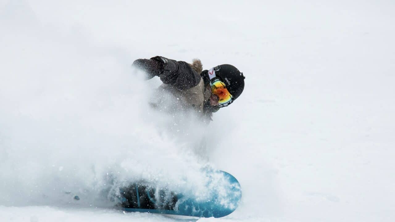 Snowboarding.