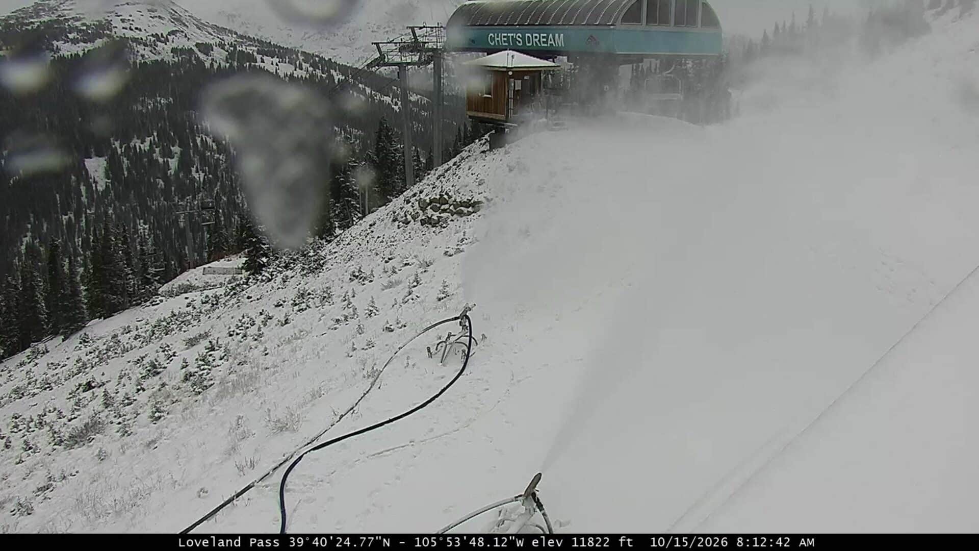 The snow guns are on at Loveland Ski Area.