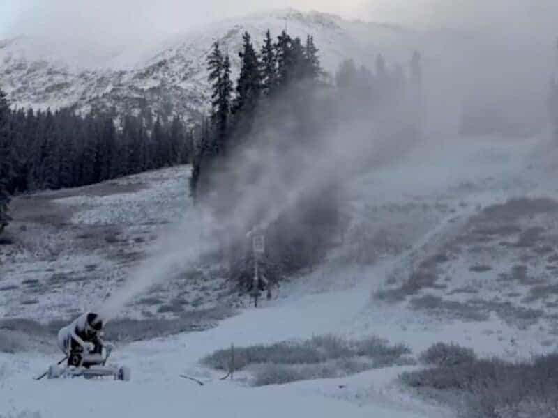 Snowmaking begins at Arapahoe Basin.