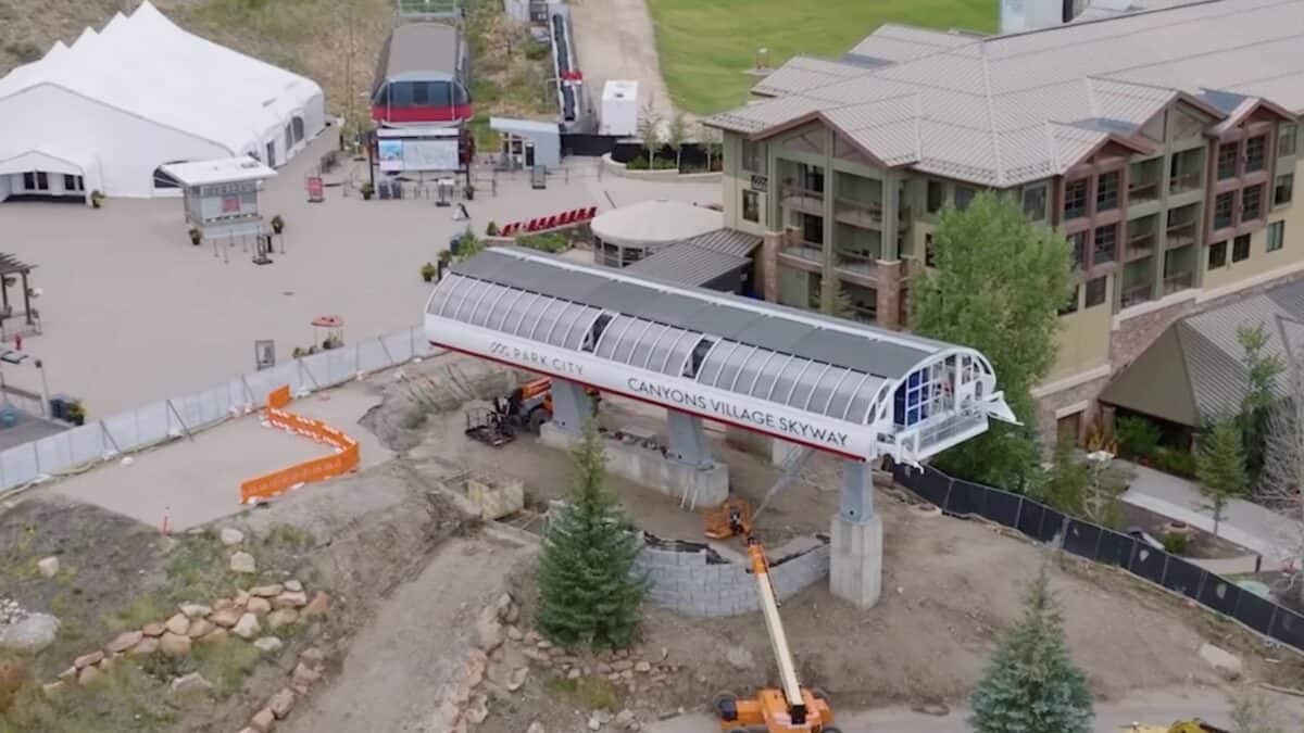 Canyons Village Skyway under construction at Park City.
