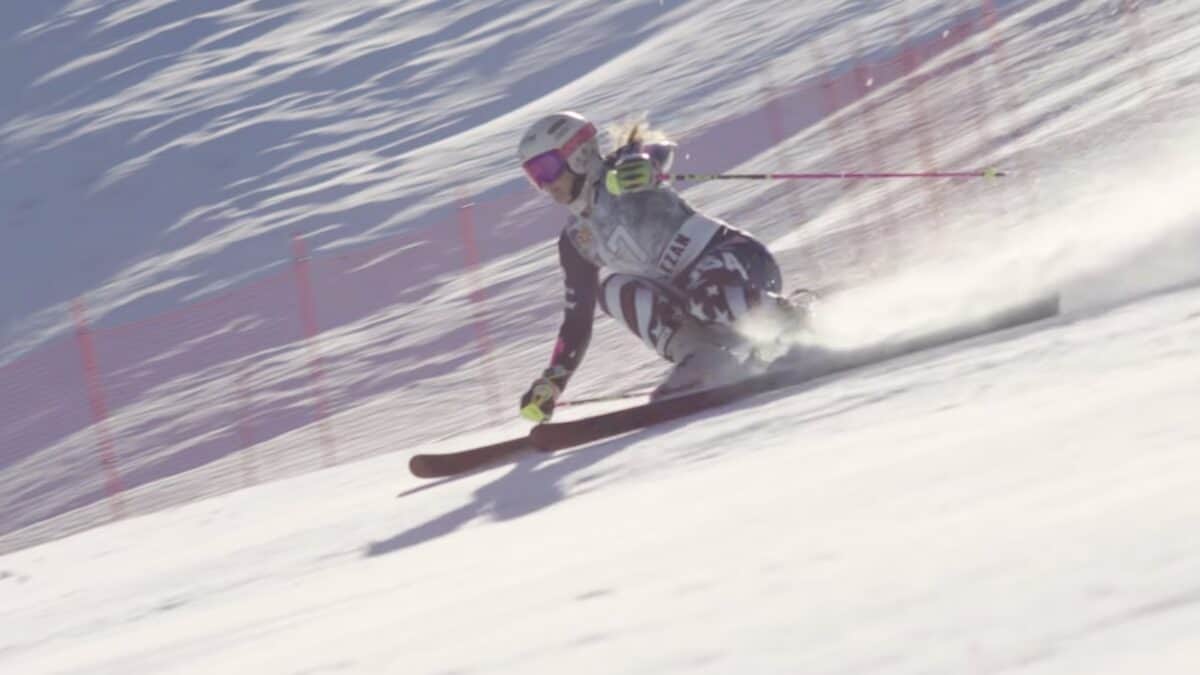 Paula Moltzan preparing for the Sölden Alpine World Cup.