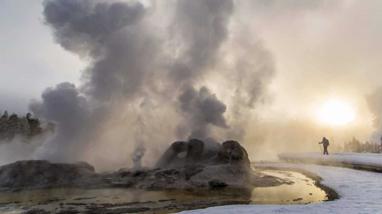Yellowstone national Park in the winter.