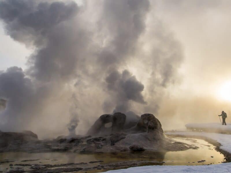 Yellowstone national Park in the winter.