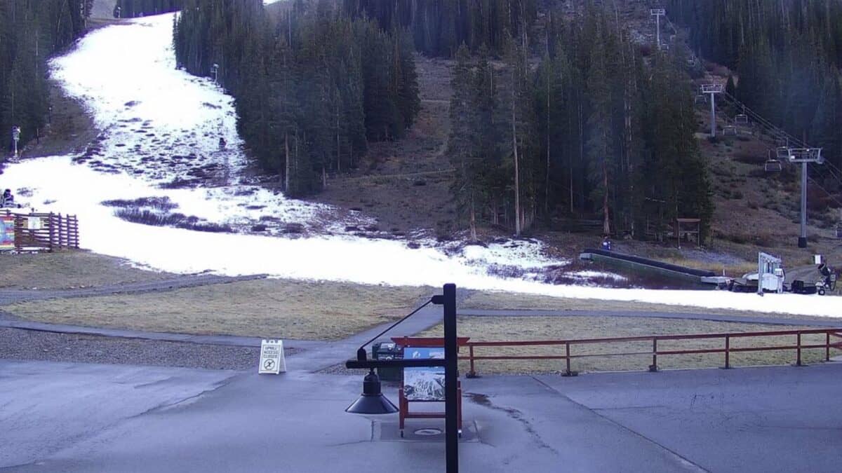 Snowmaking progress at Arapahoe Basin as of October 23rd.