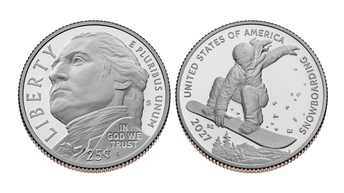 New quarters featuring snowboarding set to be released in 2027.