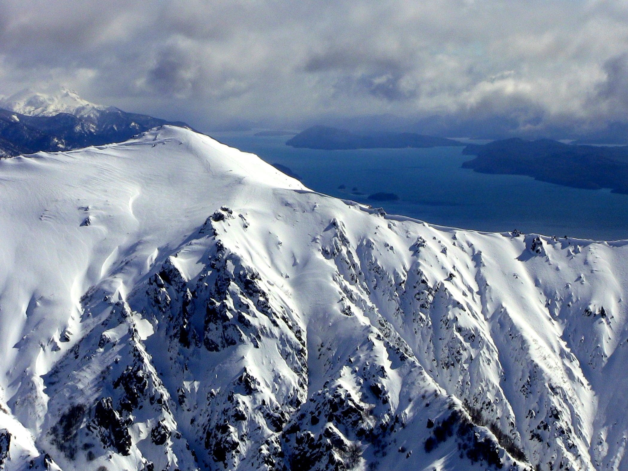 bariloche, argentina lake nahuel haupi, snow