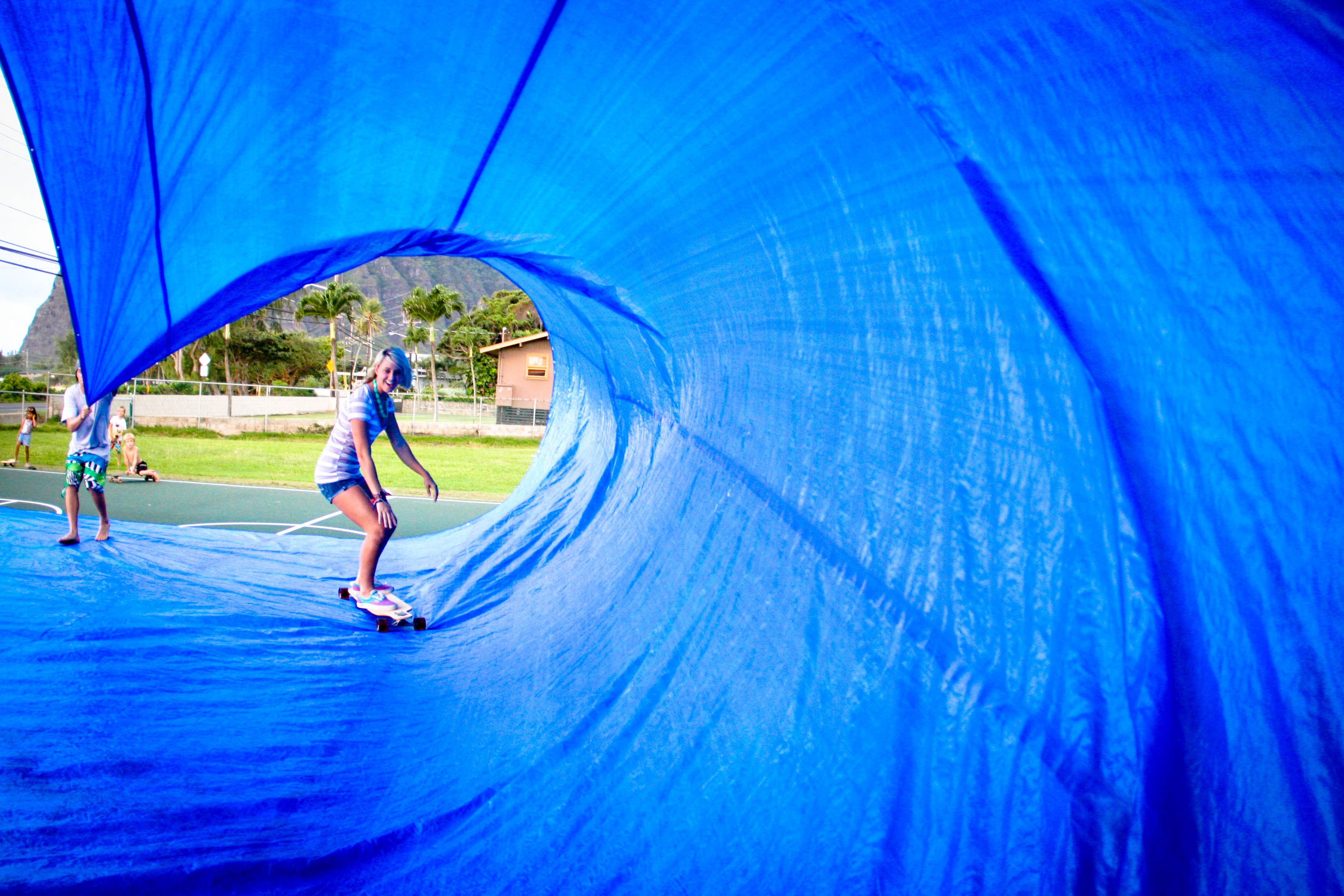 skateboarding mega slabs and blue tarps