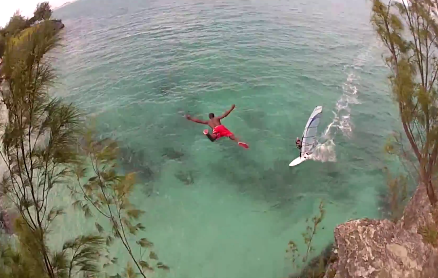 Watch: Cliff Diver Nearly Collide With Windsurfer | Unofficial Networks