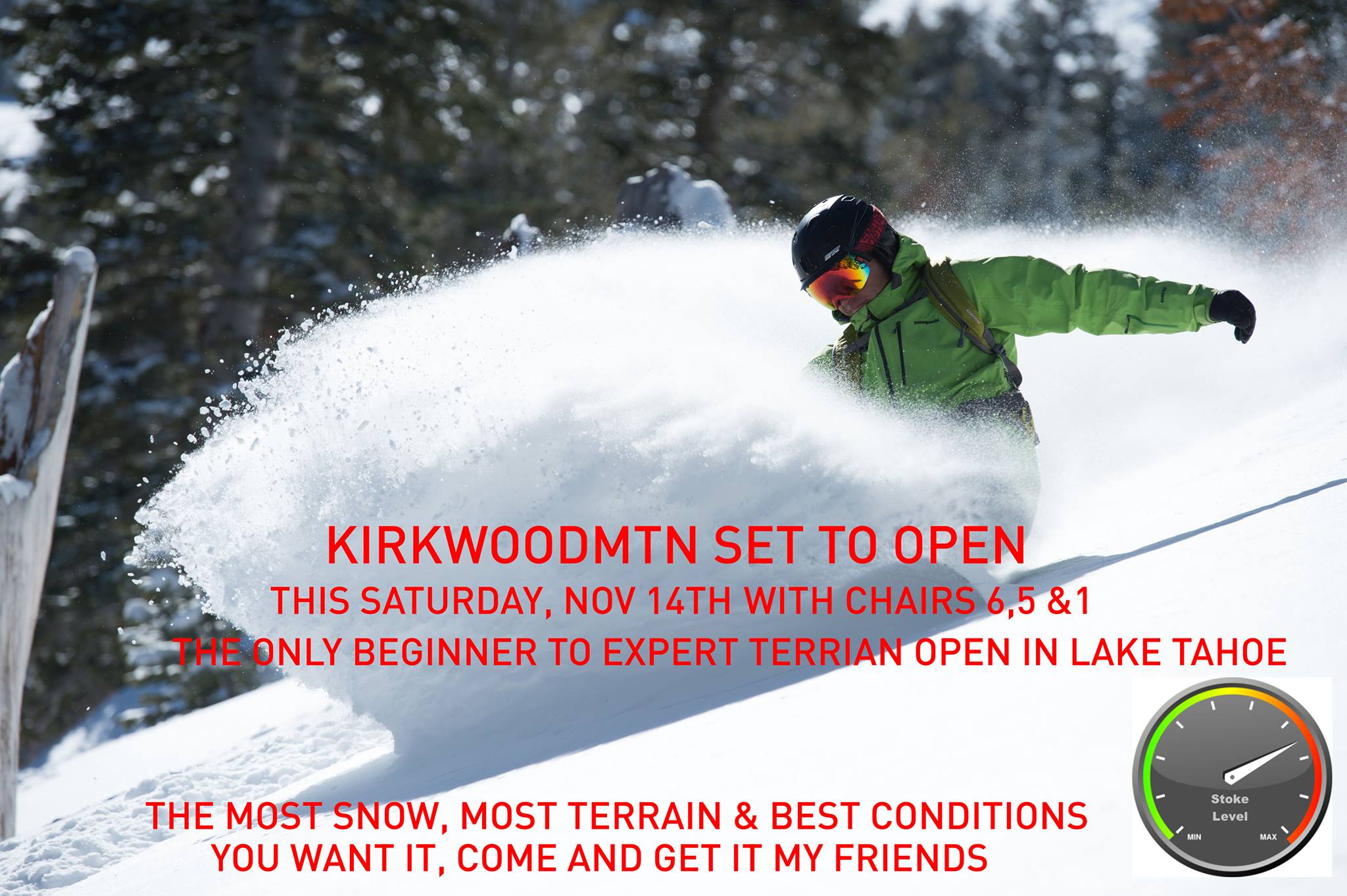 Breaking News Kirkwood Opening on Saturday!