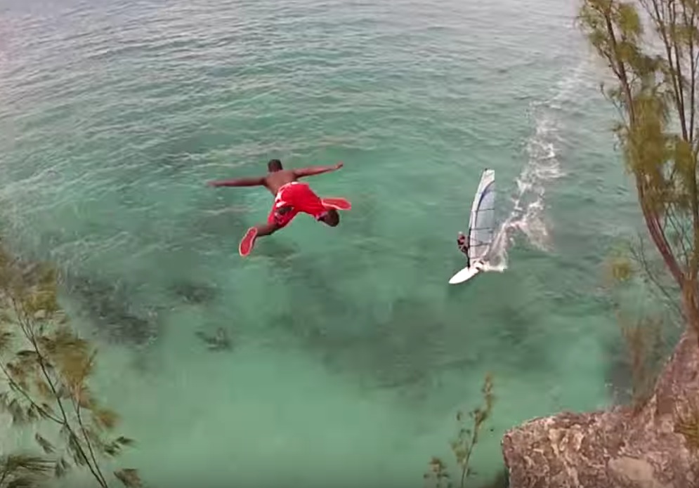WATCH: Cliff Jumper Almost Impales Himself On Windsurfer | Unofficial ...