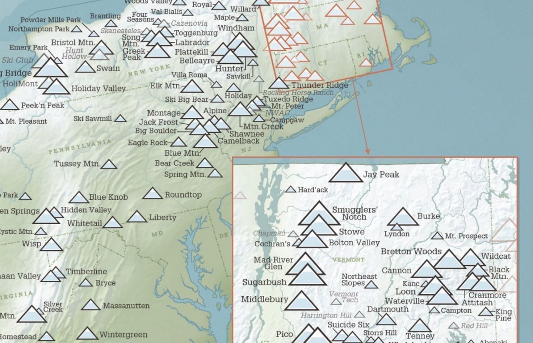 Cool Map Of Every Ski Area In The Us 1586