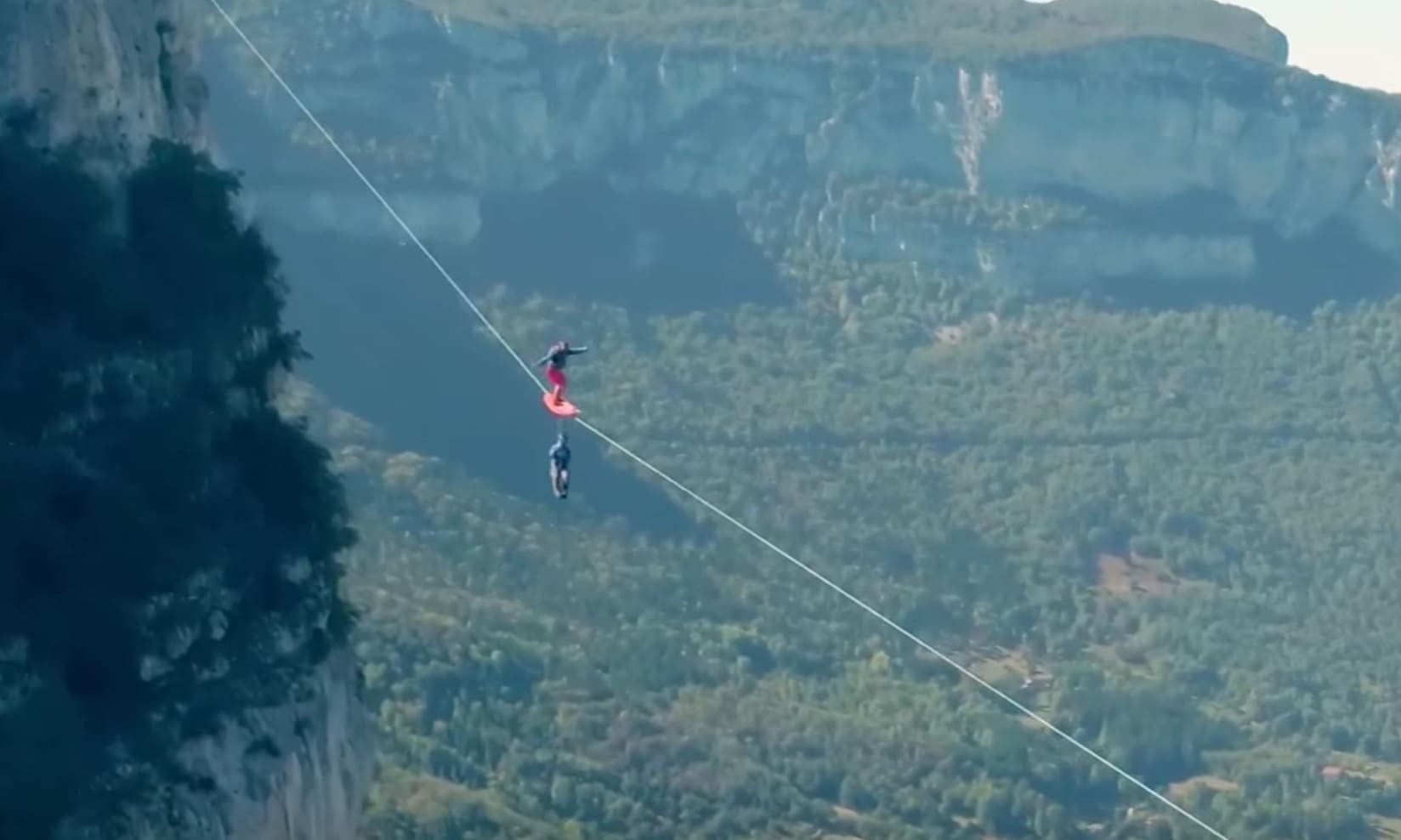 WATCH Flying Frenchies Surf And Basejump From Zipline