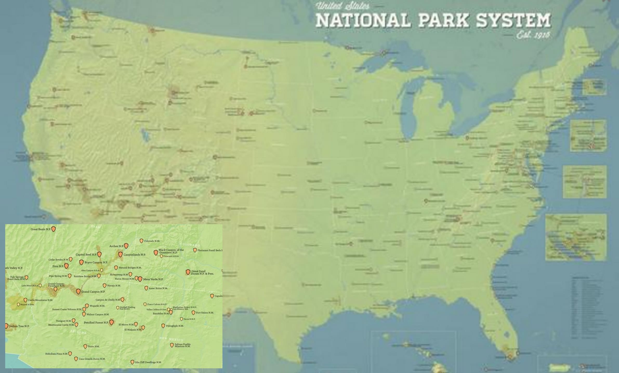 gift idea national parks map featuring all 413 sites unofficial networks