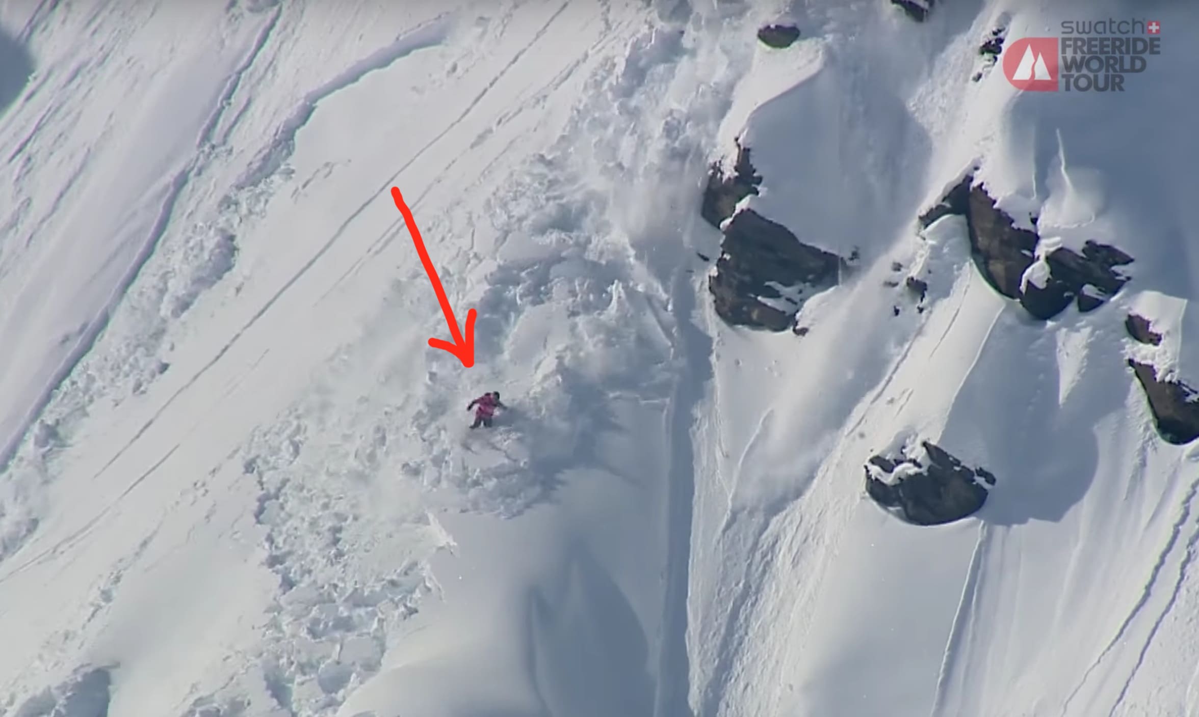 WATCH: Reine Barkered Skis Away From Massive Avalanche During FWT Run