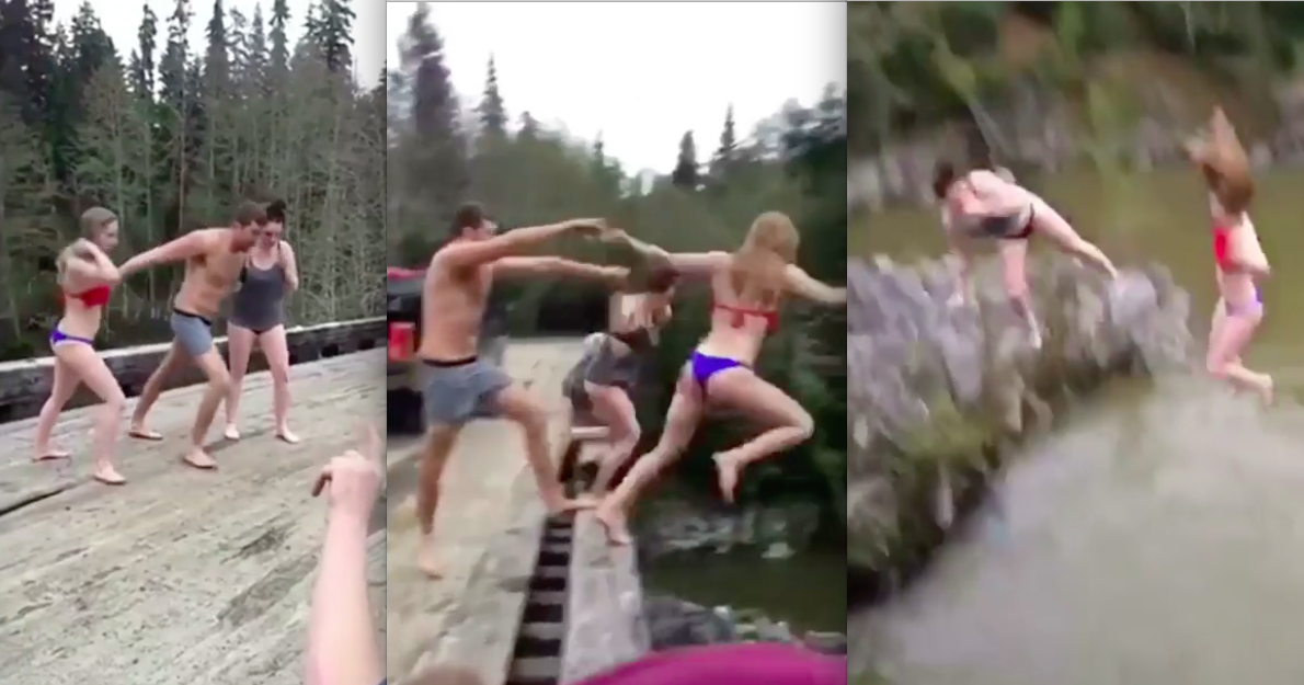 WATCH: Dude Fails To Commit To Bridge Jump And The Girls ...
