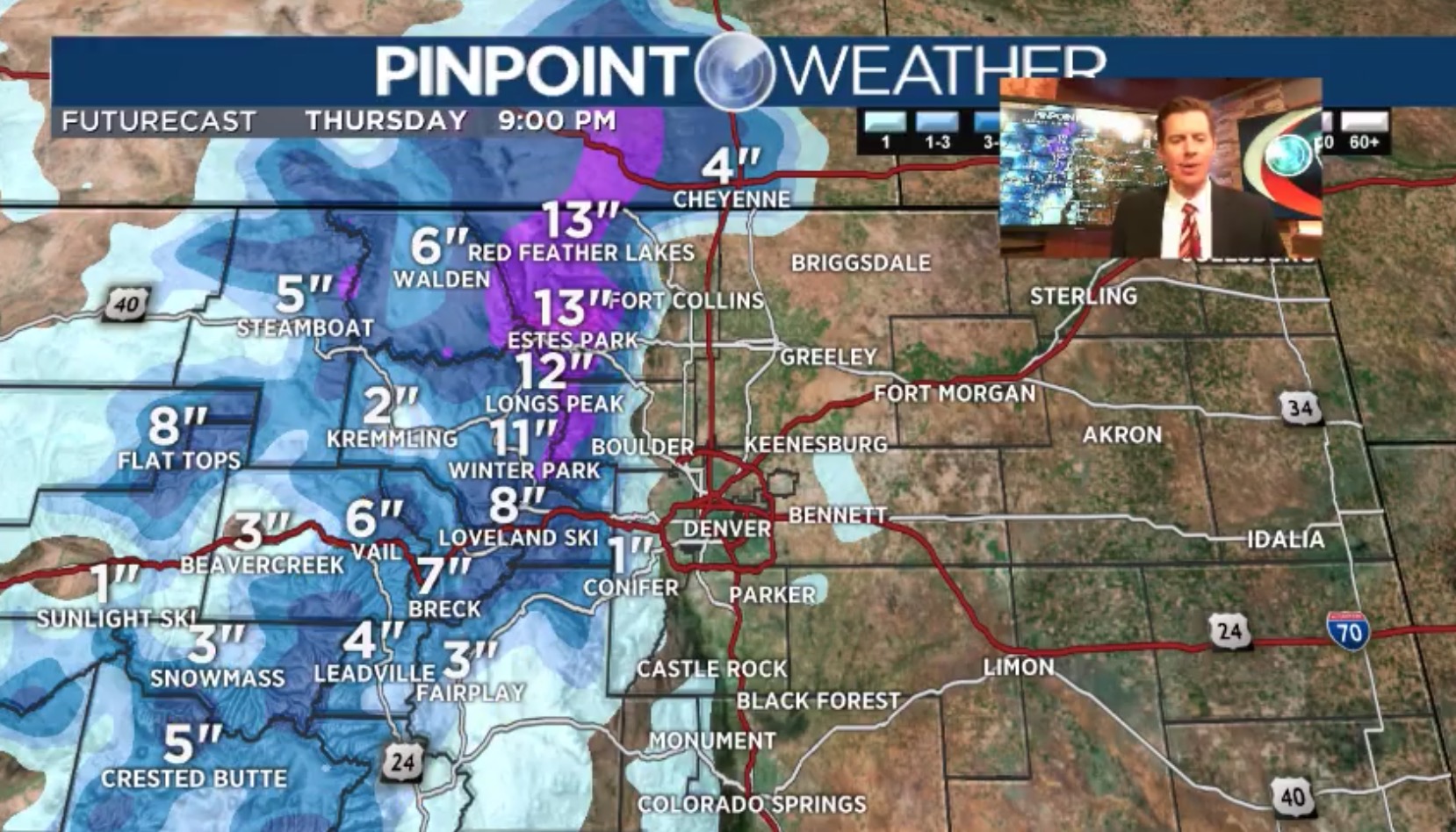 Snow For Colorado With Up To 13″ Forecasted