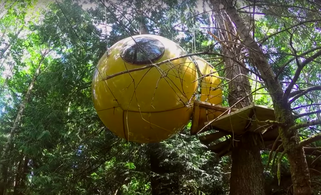 VIDEO: Boatmaker Crafts Unique Spherical Treehouses On Vancouver Island