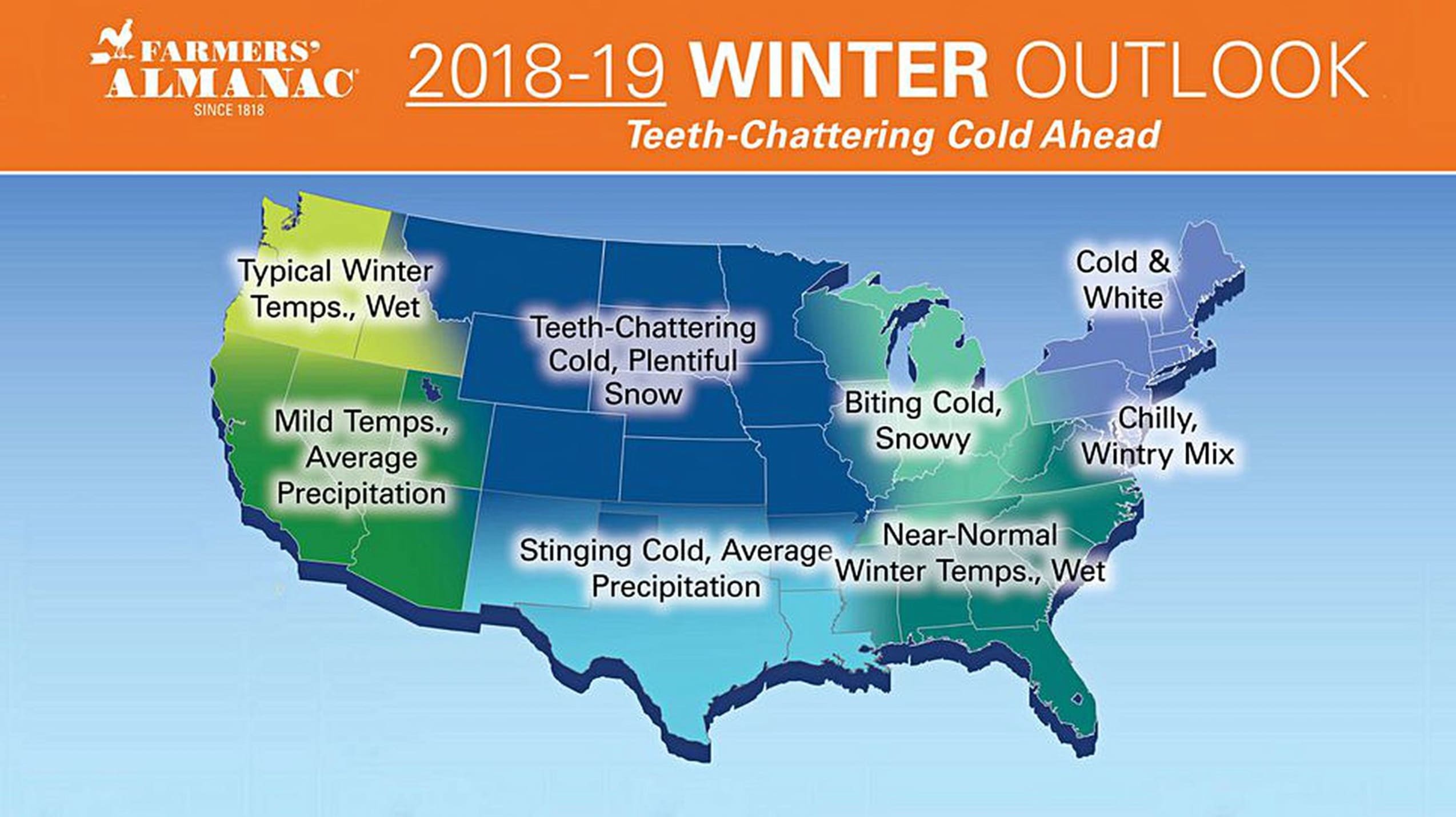 2018 2019 Farmers Almanac’s Winter Weather Prediction / Forecast