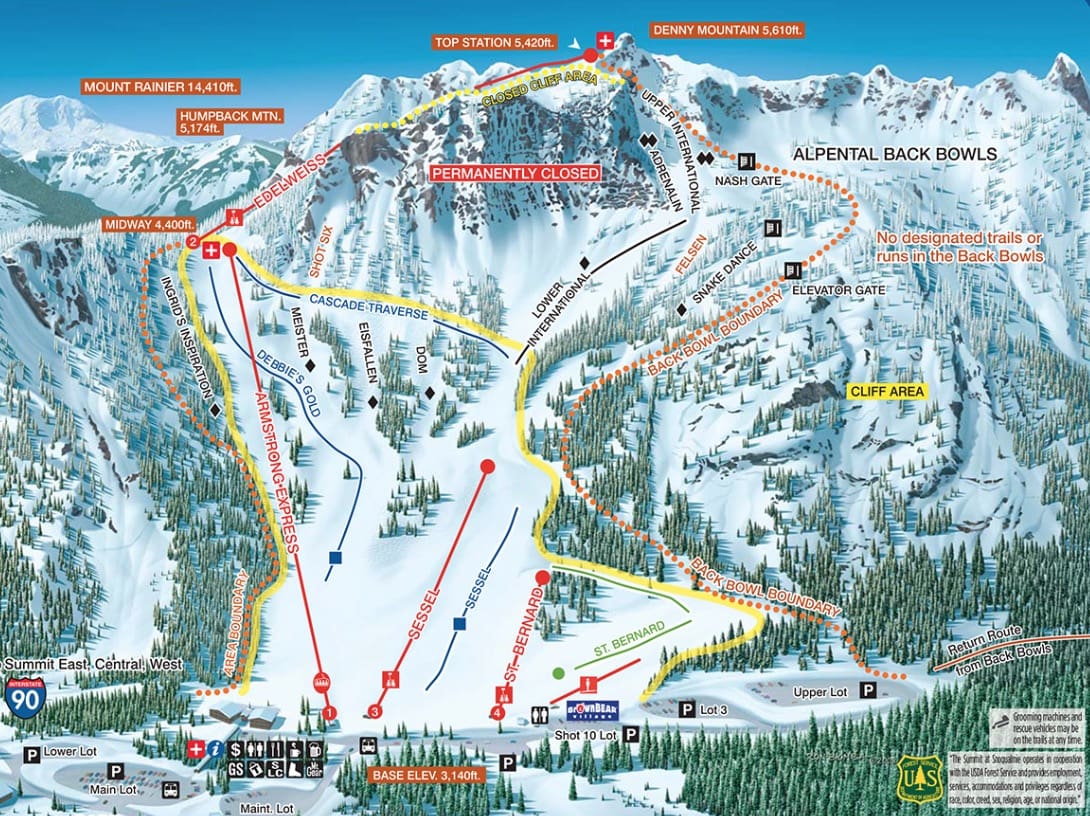 Alpental Back Bowls Map Major City Ski Haven's: Seattle & Alpental | Unofficial Networks