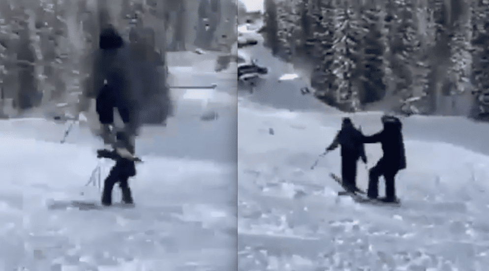 WATCH High Speed Near Collision At Ski Resort