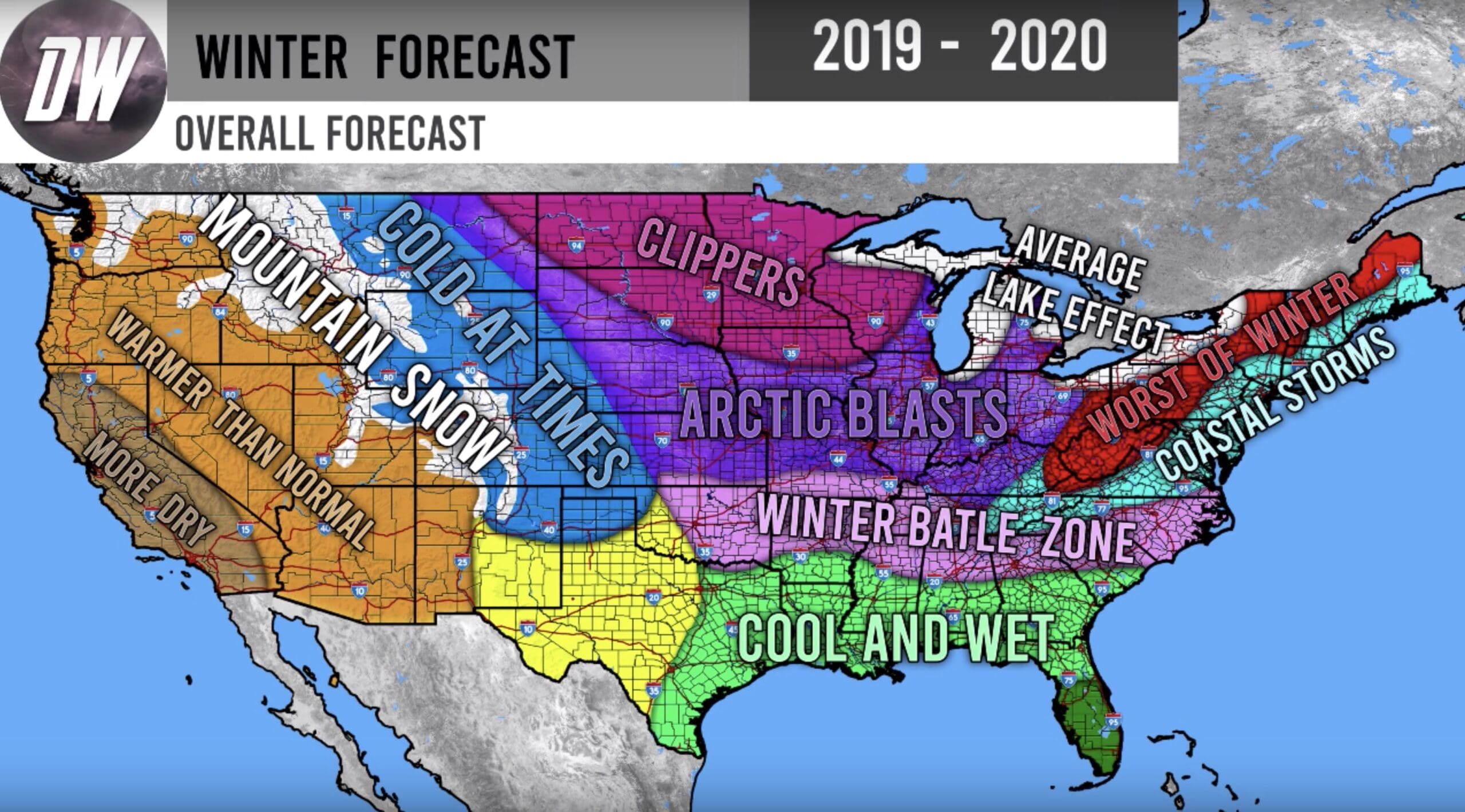 Winter Weather 2019 – 2020 Prediction / Forecast For The United States