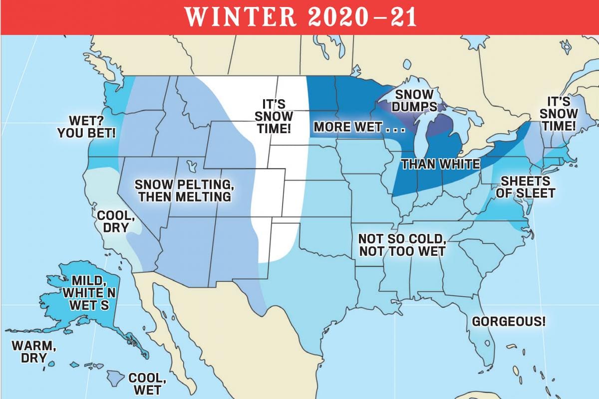 The 2021 Old Farmers Almanac Winter Weather Forecast / Prediction