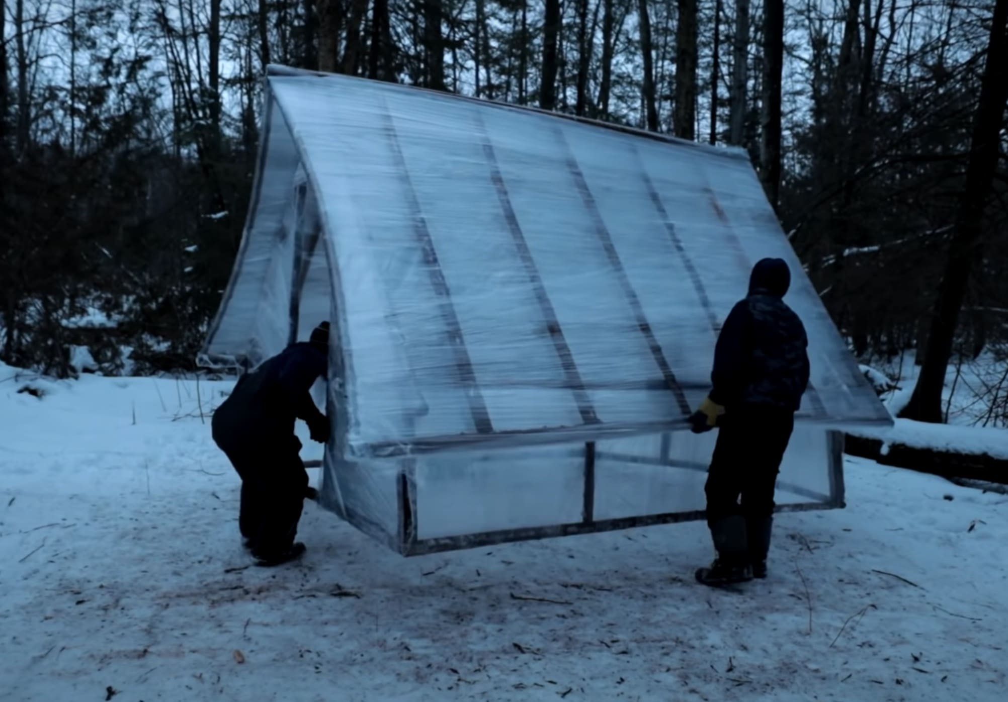 DIY How To Build A 25 Winter Cabin (Cedar Poles & Plastic Wrap)
