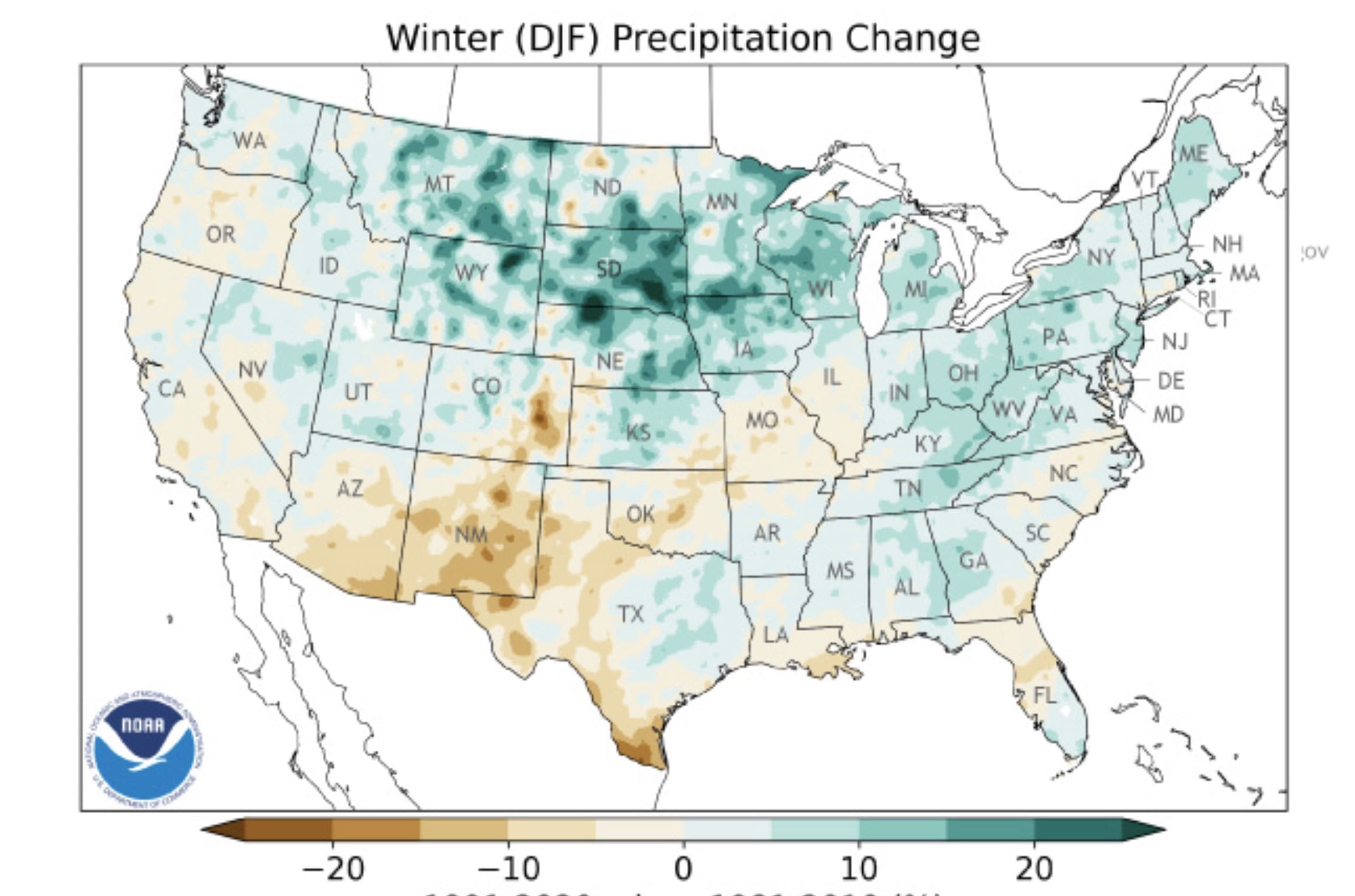 NOAA Map Shows "New Normal" Winter Precipitation and Temperatures