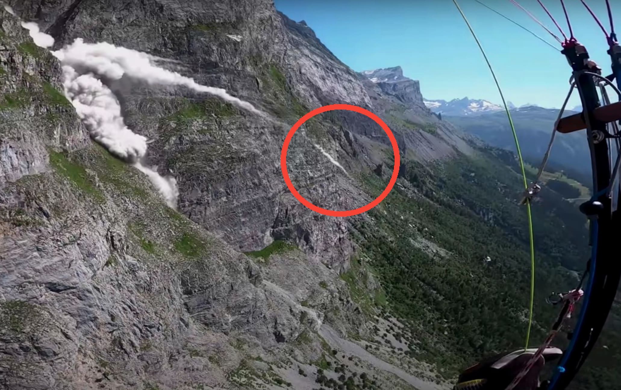 VIDEO: Paraglider Witnesses Gnarly Rockfall In French Alps (Rock Launches Horizontally)